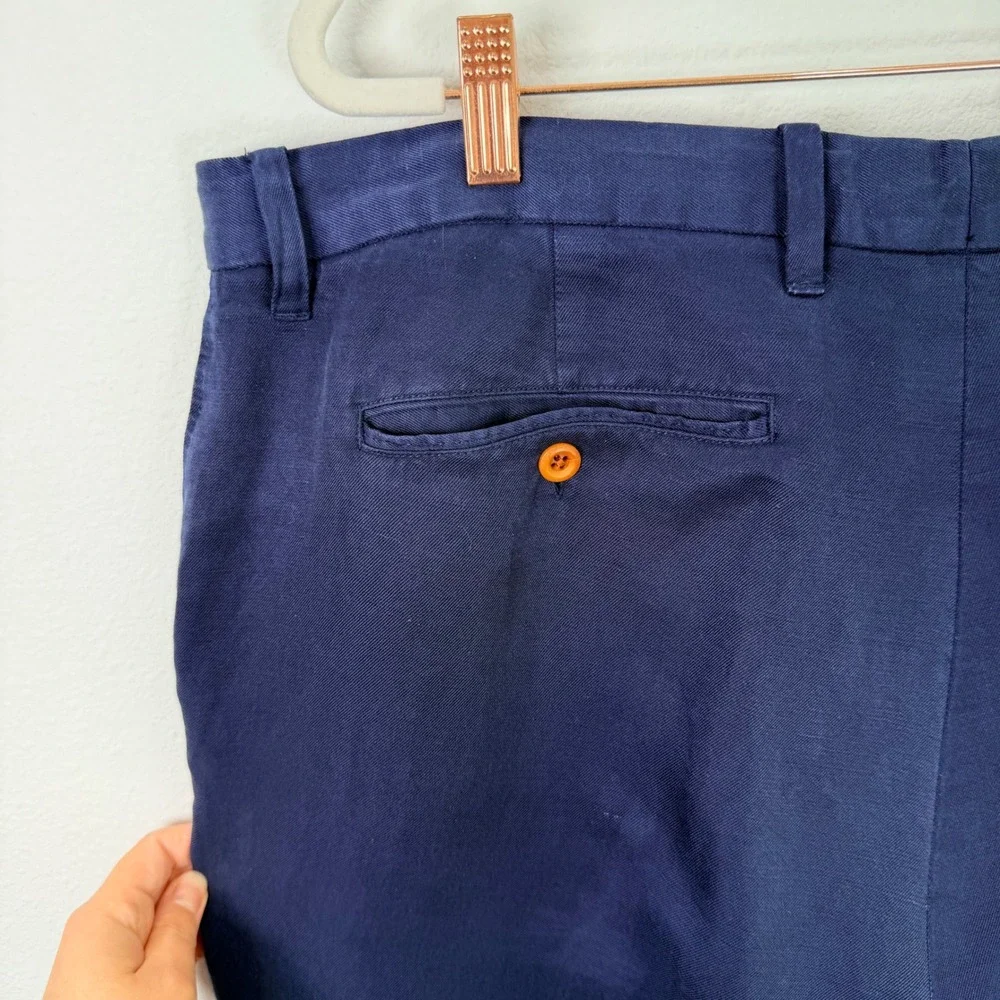Tommy Bahama 36 (Actual 38x32) Blue Lyocell Linen Blend Flat Front Chino Pants